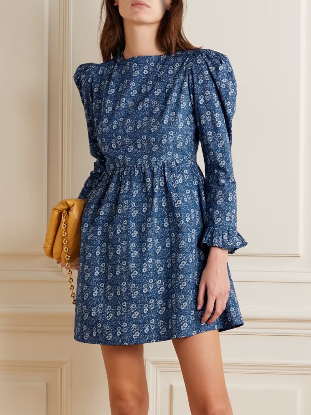 Batsheva x Laura Ashley Floral Print Cotton Poplin Prairie Cottage Mini Dress